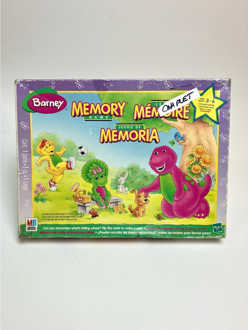 Vintage Barney Memory Game 1999 Hasbro Milton 90s Children's Games Near Complete